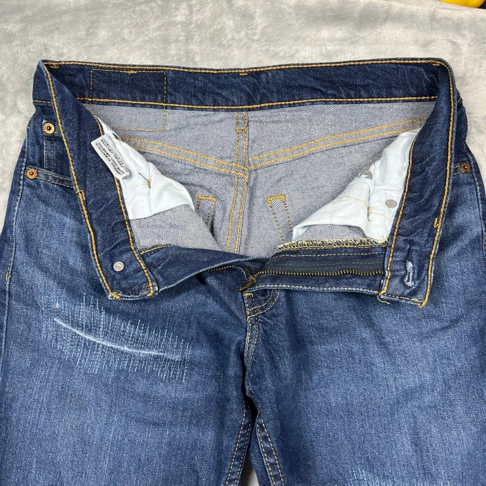 Levis 511 Slim Fit Jeans Mens 31x32 Dark Wash Blue Distressed Ripped